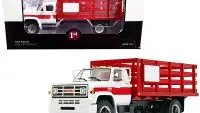 Authentic GMC 6500 Stake Truck 1/34 Diecast Model by First Gear - White & Red Collectible