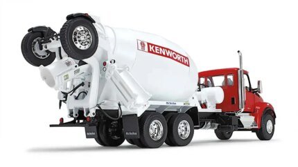 Kenworth T880S Truck with McNeilus Bridgemaster Cement Mixer 1/34 Diecast Model - Red & White by First Gear