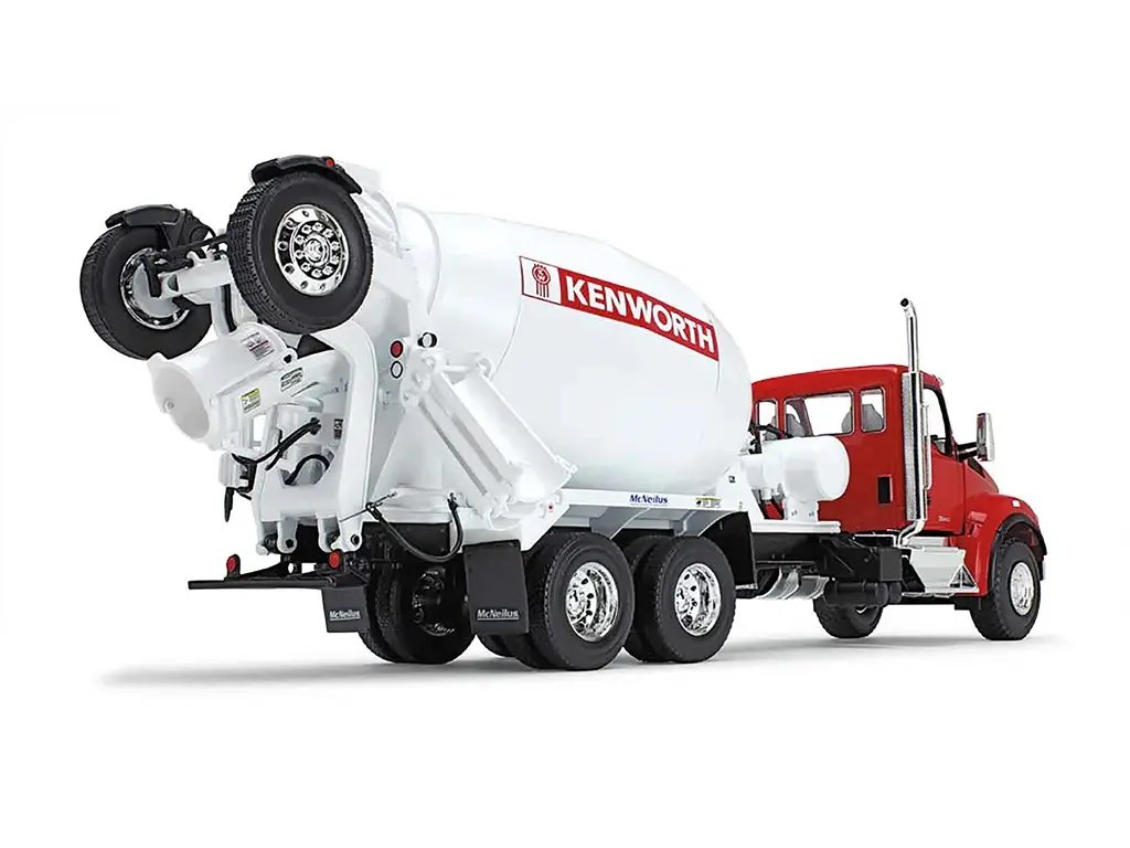 Kenworth T880S Truck with McNeilus Bridgemaster Cement Mixer 1/34 Diecast Model – Red & White by First Gear