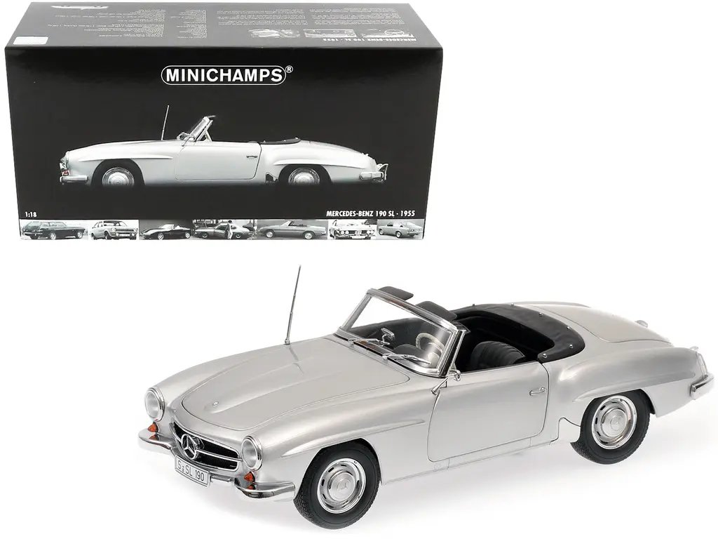 1955 Mercedes-Benz 190 SL W121 Silver 1/18 Diecast Model by Minichamps