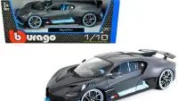Exclusive Bugatti Divo 1/18 Diecast Model Car in Matt Gray with Blue Accents by Bburago