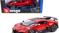 Stunning Bugatti Divo Red Metallic 1/18 Diecast Model Car by Bburago with Carbon Accents