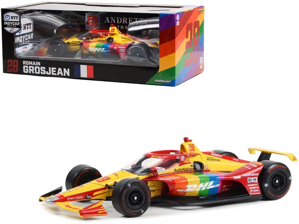 Diecast Model Cars wholesale toys dropshipper drop shipping Dallara IndyCar #28 Romain Grosjean DHL Delivered with Pride Andretti Autosport NTT IndyCar Series 2022 1/18 Greenlight 11172 drop shipping wholesale drop ship drop shipper dropship dropship 2022 Dallara IndyCar #28 Romain Grosjean Diecast Model - DHL Andretti Autosport 1/18 by Greenlight