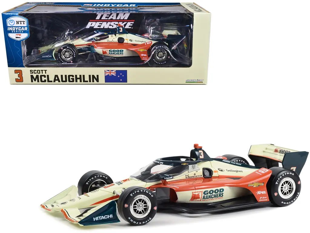 2023 Dallara IndyCar #3 Scott McLaughlin Diecast Model – Team Penske Good Ranchers 1/18 by Greenlight