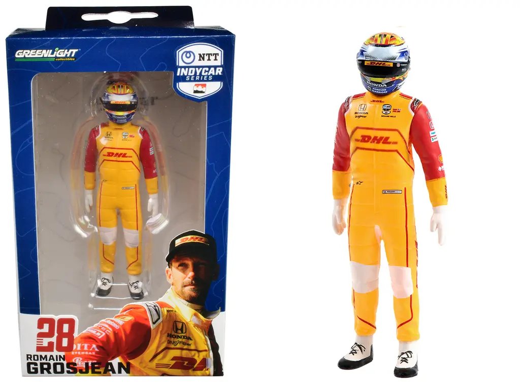1/18 Scale NTT IndyCar Series #28 Romain Grosjean Driver Figure – DHL Andretti Autosport by Greenlight