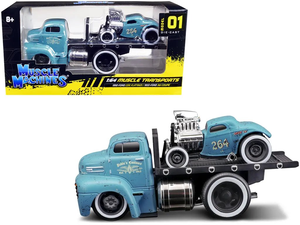 1950 Ford COE & 1933 Ford Coupe Diecast Models – Muscle Machines 1/64 Weathered Collectibles
