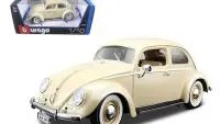 Vintage 1955 Volkswagen Beetle Kafer Beige 1/18 Diecast Model by Bburago