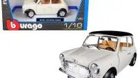 1969 Mini Cooper Beige with Black Top 1/18 Diecast Model Car by Bburago - Collectible Classic