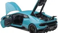 Lamborghini Huracan Performante Blu Glauco / Solid Blue with Black Wheels 1/12 Model Car by Autoart