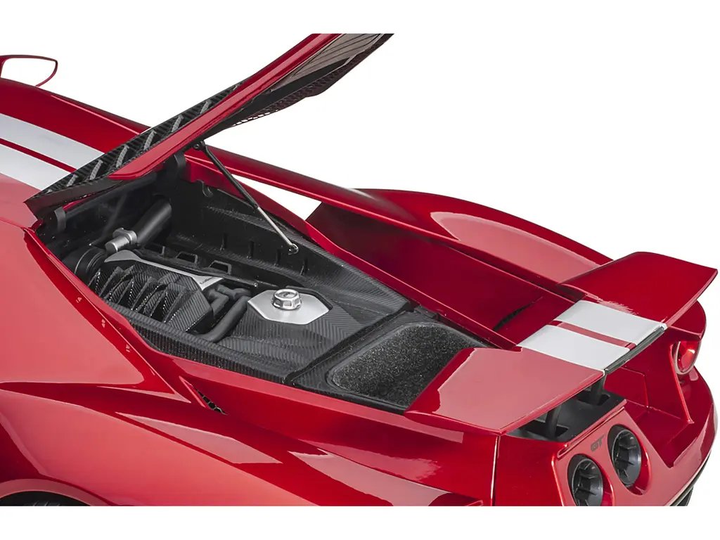 2017 Ford GT Liquid Red Metallic with Silver Stripes 1/12 Model Car by Autoart - Premium Diecast Collectible 3 2017 Ford GT Liquid Red Metallic with Silver Stripes 1/12 Model Car by Autoart - Premium Diecast Collectible - Image 3