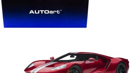 2017 Ford GT Liquid Red Metallic with Silver Stripes 1/12 Model Car by Autoart - Premium Diecast Collectible