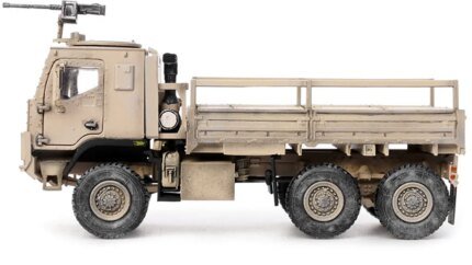 1/72 Diecast M1083 MTV Armored Cargo Truck with Turret - Desert Camo US Army Model by Panzerkampf
