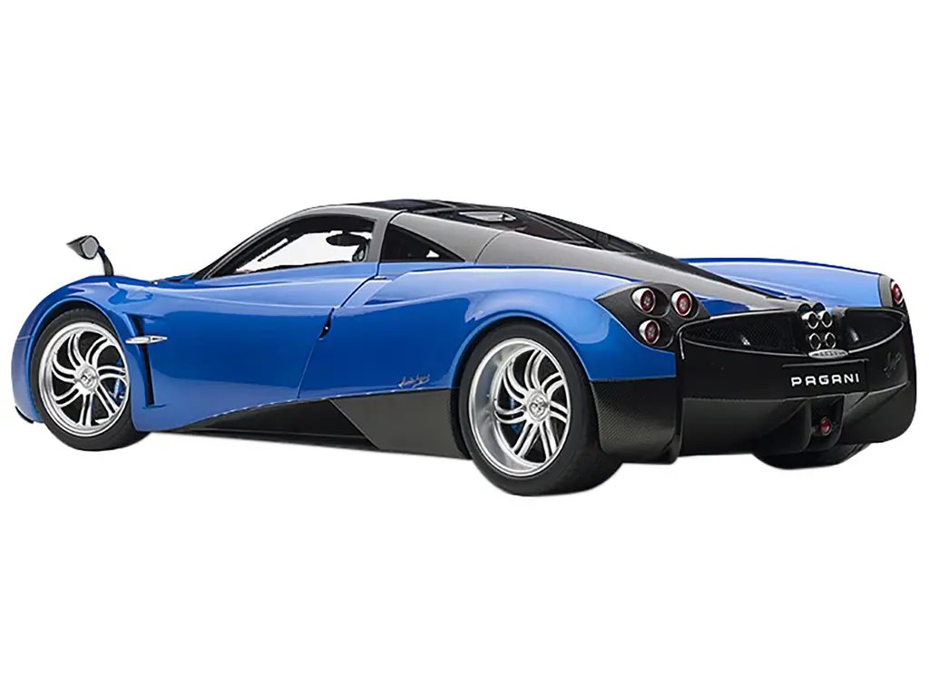 Pagani Huayra 1/12 Model Car by Autoart: Metallic Blue, Black Top & Silver Wheels