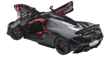 McLaren P1 Matt Black with Red Accents 1/12 Scale Model Car by Autoart