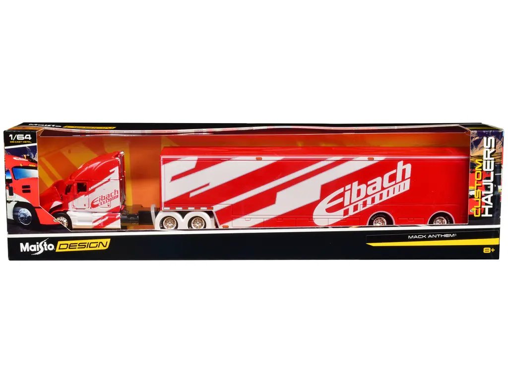 Buy Maisto 1/64 Mack Anthem Enclosed Car Transporter ‘Eibach’ Red Diecast Model