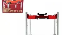Premium Red Four Post Lift for 1/18 Scale Diecast Model Cars by Greenlight