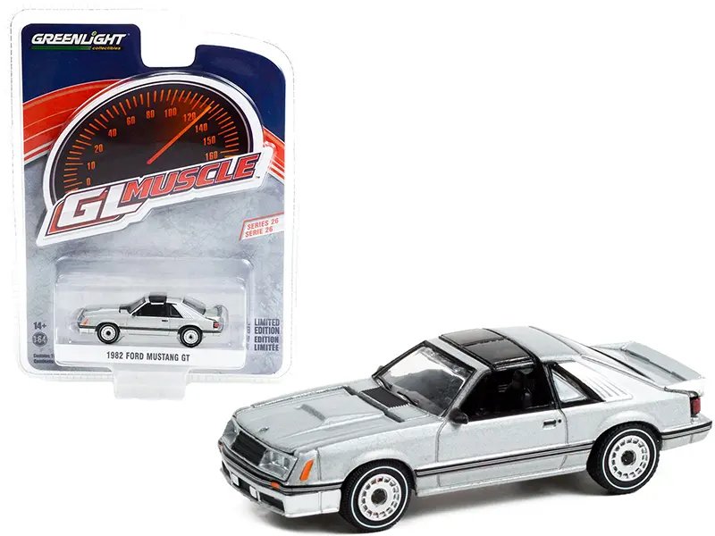 Diecast Model Cars wholesale toys dropshipper drop shipping 1982 Ford Mustang GT 5.0 Silver Metallic Black Stripes Greenlight Muscle Series 26 1/64 Greenlight 13310 D drop shipping wholesale drop ship drop shipper dropship dropshipping toys dropshipp 1982 Ford Mustang GT 5.0 Silver Metallic Diecast Model 1/64 - Greenlight Muscle Series 26