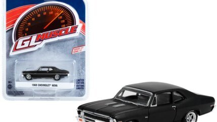 1969 Chevrolet Nova Custom Matt Black Diecast - Greenlight Muscle Series 27 1/64 Model Car