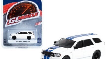 2019 Dodge Durango SRT White & Blue Stripes 1/64 Diecast Model - Greenlight Muscle Series 27