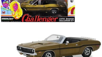 1970 Dodge Challenger R/T Convertible Diecast Model 1/18 - Metallic Gold with Black Stripes by Greenlight