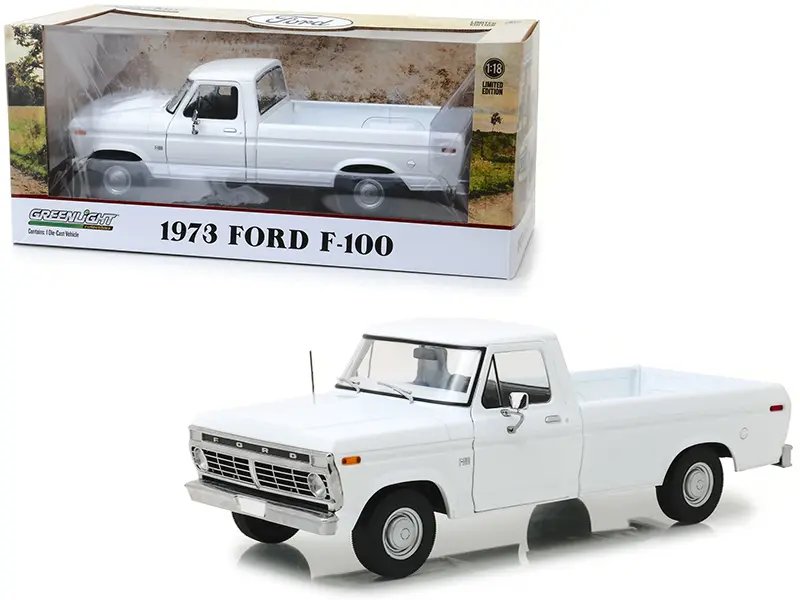 1973 Ford F-100 White Diecast Model 1/18 by Greenlight – Classic Pickup Truck Collectible