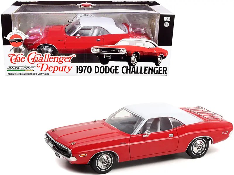 1970 Dodge Challenger Deputy Bright Red 1/18 Diecast Model Car by Greenlight