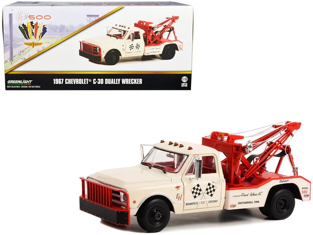 1967 Chevrolet C-30 Dually Wrecker Tow Truck Diecast Model – Official Indy 500 Race Collectible by Greenlight