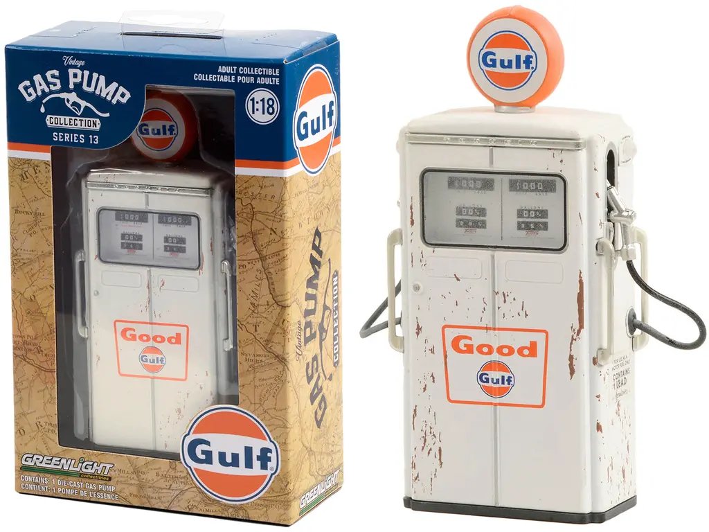 Vintage 1954 Tokheim 350 Twin Gas Pump Diecast Model – Good Gulf Oil Collectible by Greenlight