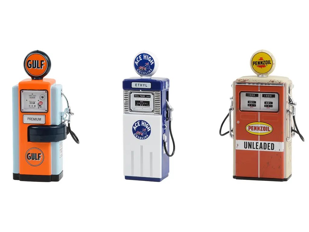 Collectible Vintage Gas Pump Diecast Models Set – Series 14 by Greenlight (1/18 Scale)