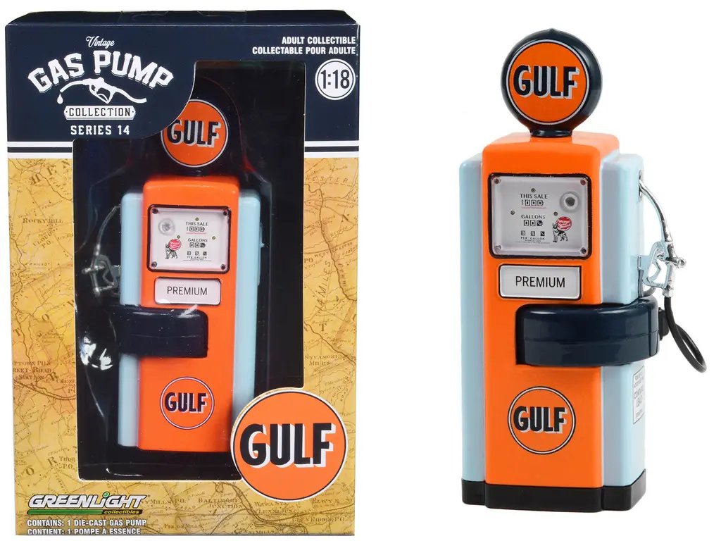Vintage 1948 Wayne 100-A Gulf Oil Diecast Gas Pump Replica 1/18 by Greenlight