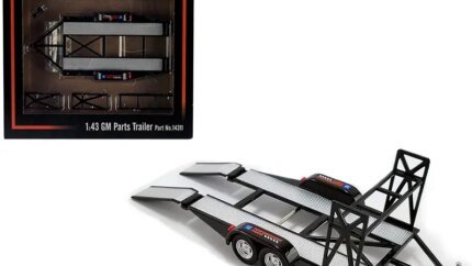 1/43 Scale Tandem Car Trailer with Tire Rack - Black 'GM Performance Parts' by GMP
