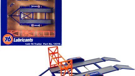 Tandem Car Trailer with Tire Rack Blue "Union 76" for 1/43 Scale Model Cars by GMP