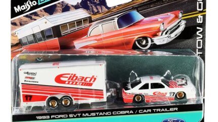 1993 Ford SVT Mustang Cobra #17 with Enclosed Eibach Trailer - White & Red Stripes