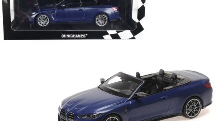 2021 BMW M4 Cabriolet Matt Blue Metallic Limited Edition 1/18 Diecast Model by Minichamps