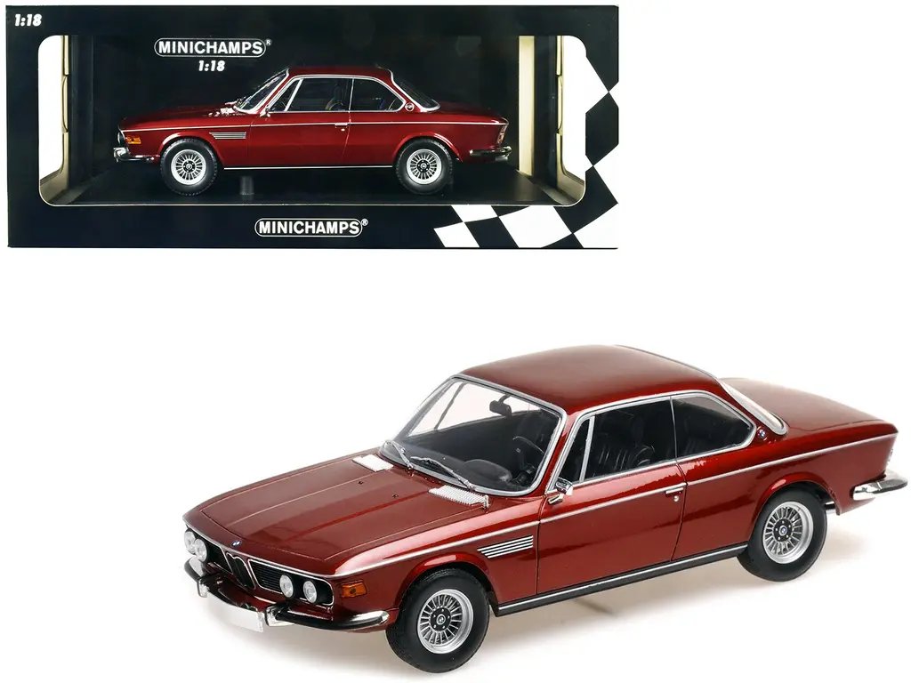 Limited Edition 1971 BMW 3.0 CSi Red Metallic 1/18 Diecast Model by Minichamps