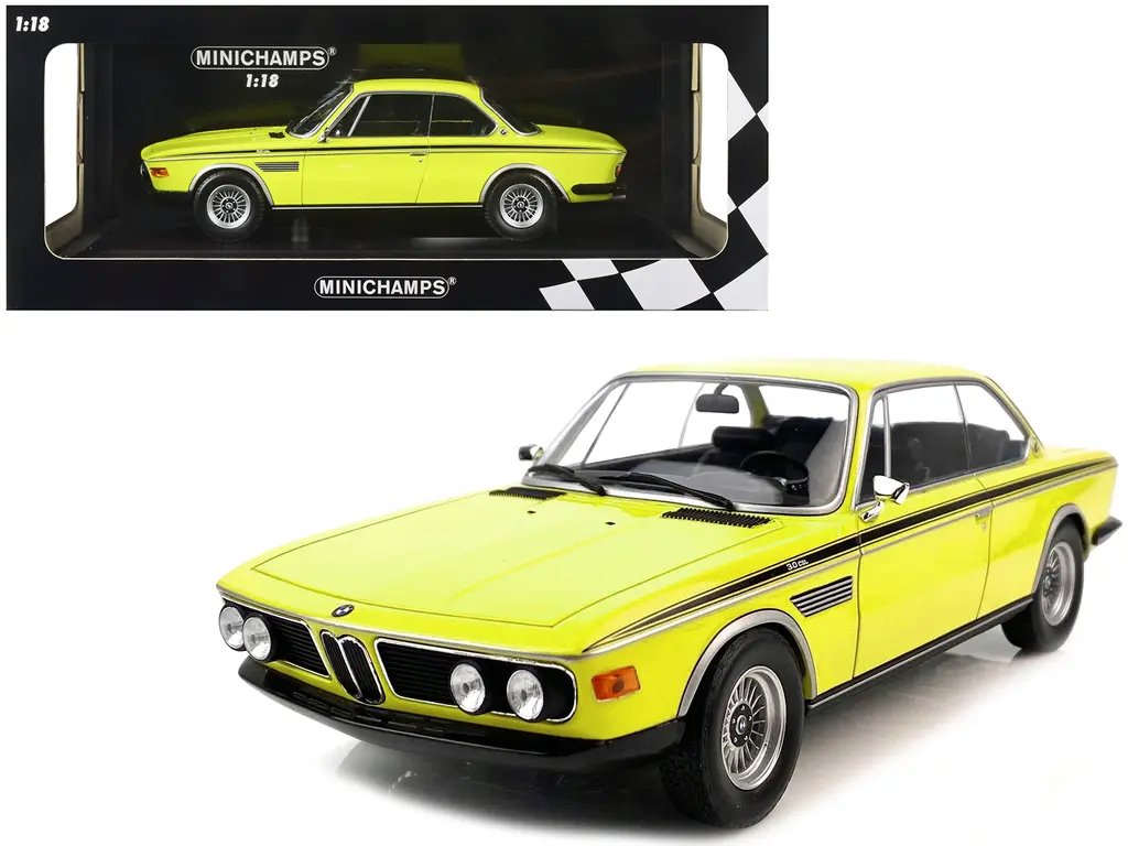 Limited Edition 1971 BMW 3.0 CSL Yellow Diecast Model 1/18 by Minichamps - Only 600 Worldwide 2 Limited Edition 1971 BMW 3.0 CSL Yellow Diecast Model 1/18 by Minichamps - Only 600 Worldwide - Image 2