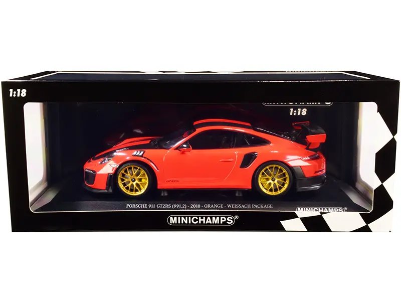 2018 Porsche 911 GT2 RS Weissach Orange 1/18 Diecast Model by Minichamps – Limited Edition of 300