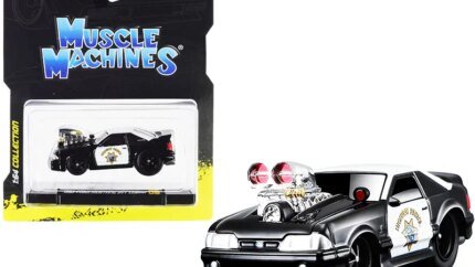1993 Ford Mustang SVT Cobra CHP "California Highway Patrol" Black and White 1/64 Diecast Model Car by Muscle Machines