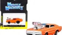 1966 Dodge Charger 426 C.I. Orange with Blue Stripe 1/64 Diecast Model Car by Muscle Machines
