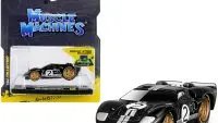 1966 Ford GT40 MKII #2 Diecast Model Car 1/64 Black Silver Stripes Gold Wheels by Muscle Machines