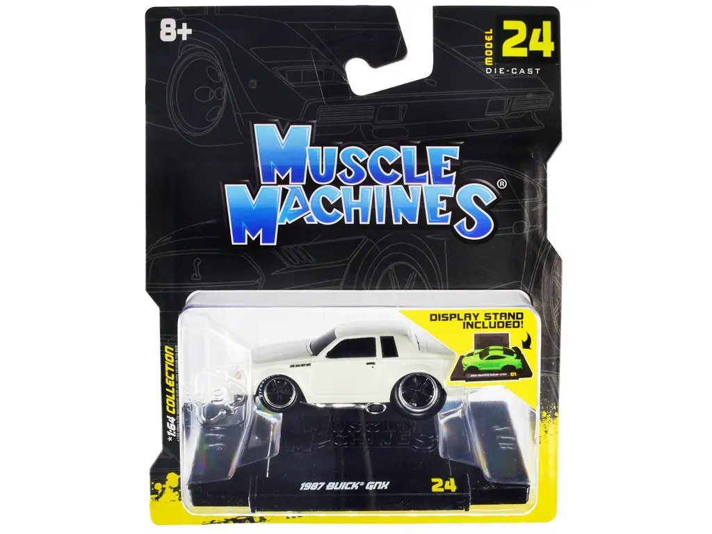 1987 Buick GNX Pearl White 1/64 Diecast Model Car by Muscle Machines – Collectible Classic
