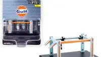 Adjustable Four-Post Lift "Gulf Oil" Light Blue and Orange "Four-Post Lifts" Series 1 1/64 Diecast Model by Greenlight