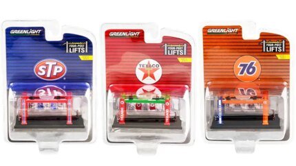 Greenlight Series 2 Four-Post Lifts 1/64 Diecast Models Set of 3