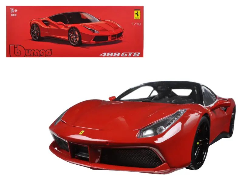 Ferrari 488 GTB Red/Black 1/18 Diecast Model – Bburago Signature Series