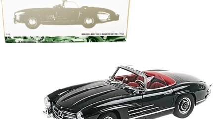 1958 Mercedes-Benz 300 SL Roadster Black/Red 1:18 Diecast Model by Minichamps