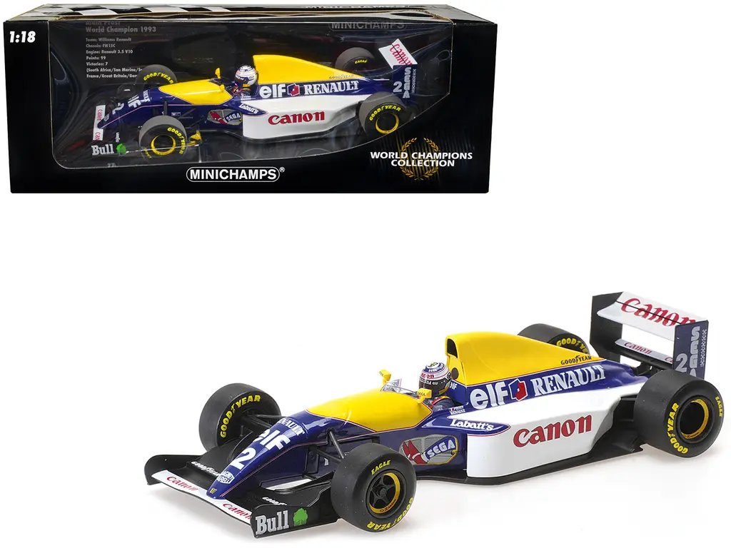 Limited Edition 1/18 Diecast Williams Renault FW15C #2 Alain Prost 1993 F1 Champion Model by Minichamps