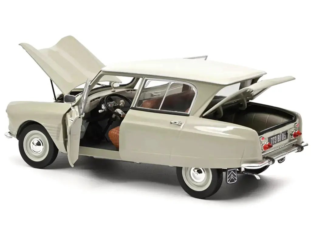 1965 Citroen Ami 6 Pavos White with Beige Top 1/18 Diecast Model by Norev