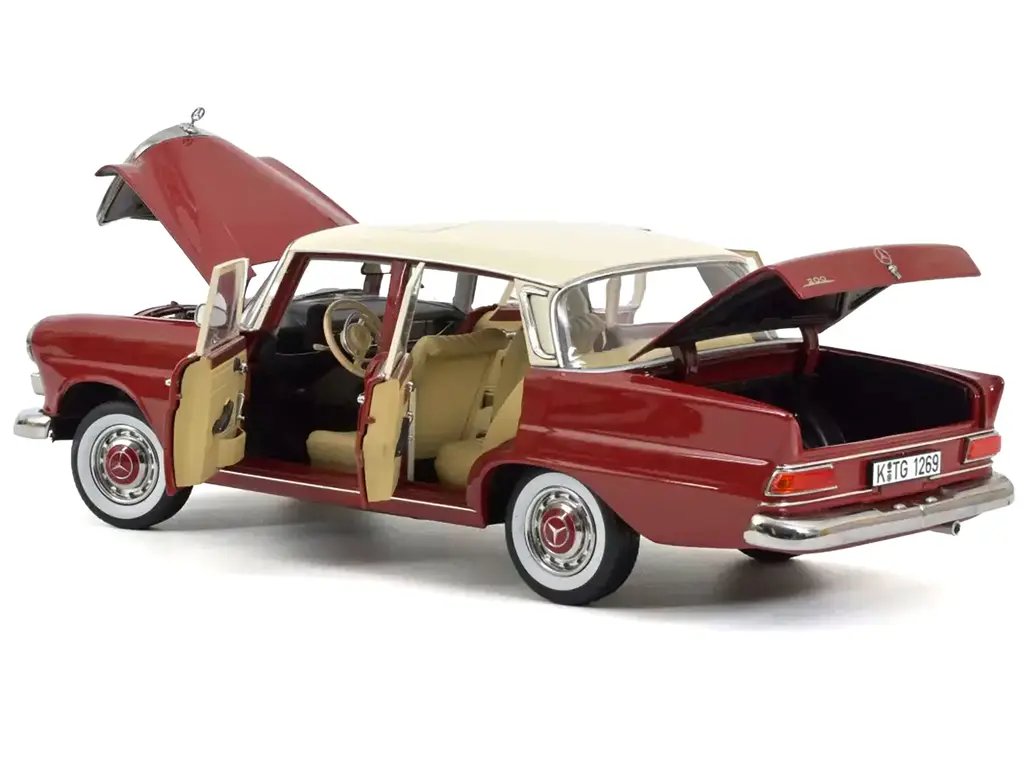 1966 Mercedes-Benz 200 Red with Beige Top 1/18 Diecast Model by Norev – Classic Collectible Car