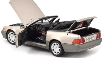 1989 Mercedes-Benz 500 SL Convertible 1/18 Diecast Model by Norev - Smoke Silver Metallic