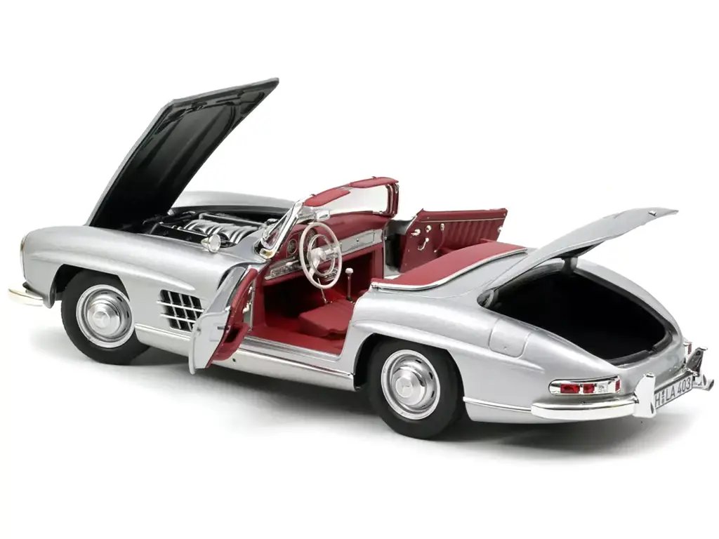1957 Mercedes-Benz 300 SL Roadster Silver Metallic 1/18 Diecast Model by Norev